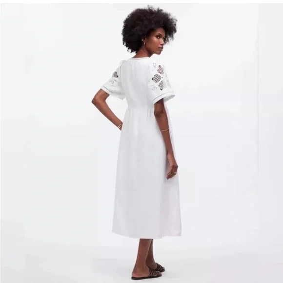 Madewell Cassie Linen Eyelet Midi Dress - Picture 2 of 3
